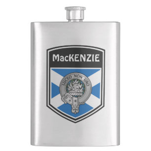 Clan MacKenzie Crest & Tartan Hip Flask