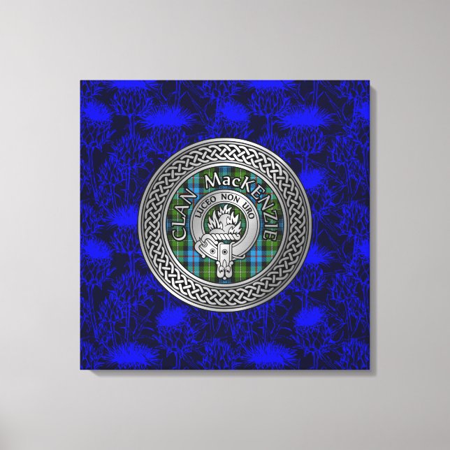 Clan MacKenzie Crest & Tartan Knot Canvas Print (Front)