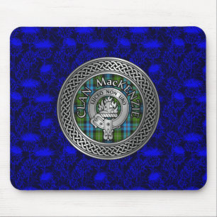 Clan MacKenzie Crest & Tartan Knot Mouse Mat