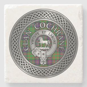 Clan MacKenzie Crest & Tartan Knot Stone Coaster