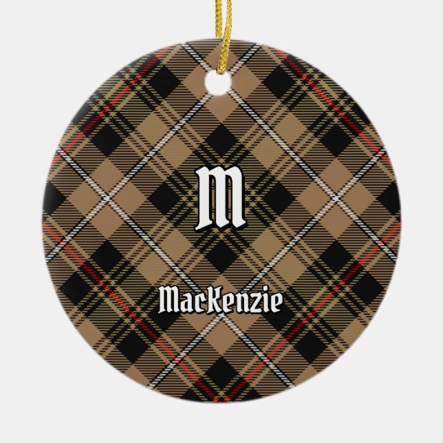 Clan MacKenzie Hunting Brown Tartan Ceramic Tree Decoration (Front)