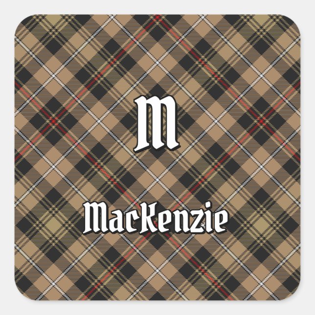 Clan MacKenzie Hunting Brown Tartan Square Sticker (Front)
