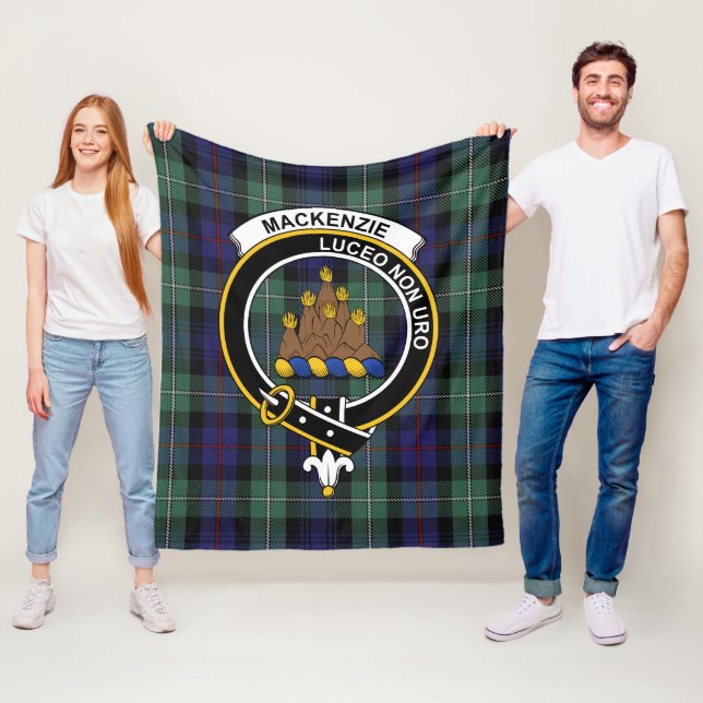 Clan MacKenzie Modern Blue Tartan Plaid Fleece Blanket (In Situ)