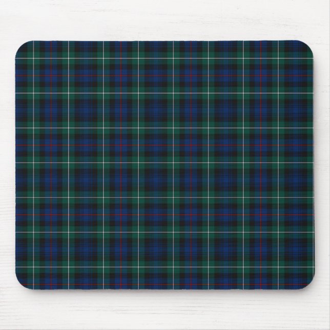 Clan Mackenzie Royal Blue and Forest Green Tartan Mouse Mat (Front)