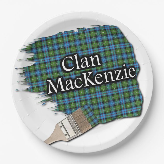 Clan MacKenzie Scottish Tartan Paint Brush Paper Plate (Front)