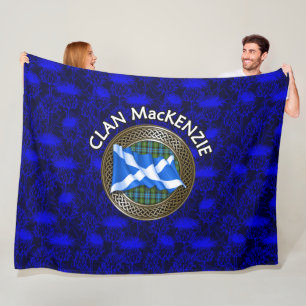 Clan MacKenzie Tartan Knot & Flag Fleece Blanket