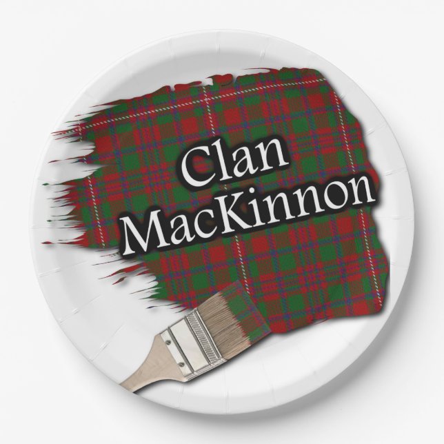 Clan MacKinnon Scottish Tartan Paint Brush Paper Plate (Front)