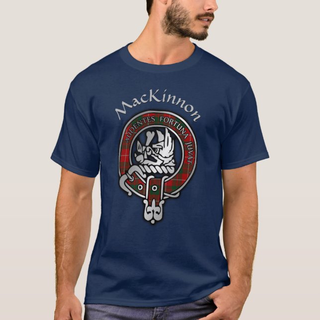 Clan MacKinnon Tartan Crest  T-Shirt (Front)