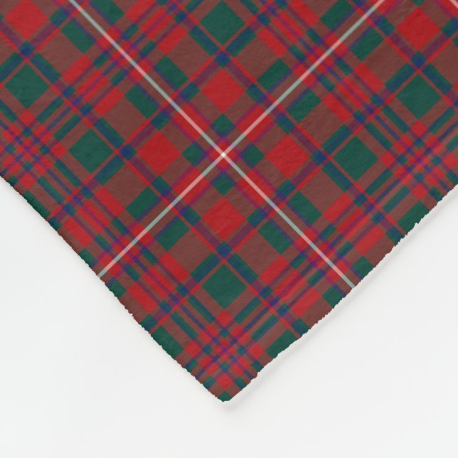 Clan MacKinnon Tartan Vintage Scottish Plaid Fleece Blanket (Corner)