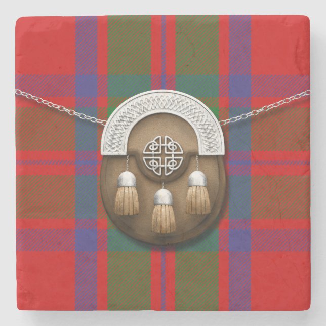 Clan MacKintosh Tartan And Sporran Stone Coaster (Front)