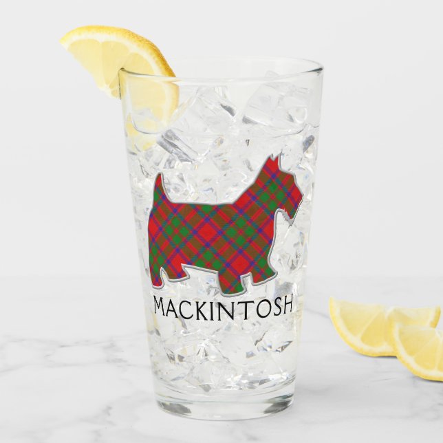 Clan MacKintosh Tartan Scottie Dog Glass (Front Ice)