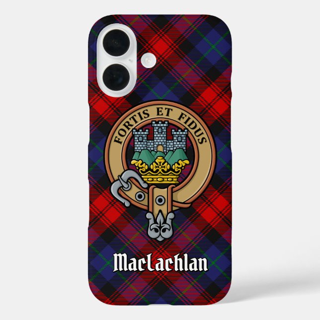 Clan MacLachlan Crest over Tartan Case-Mate iPhone Case (Back)