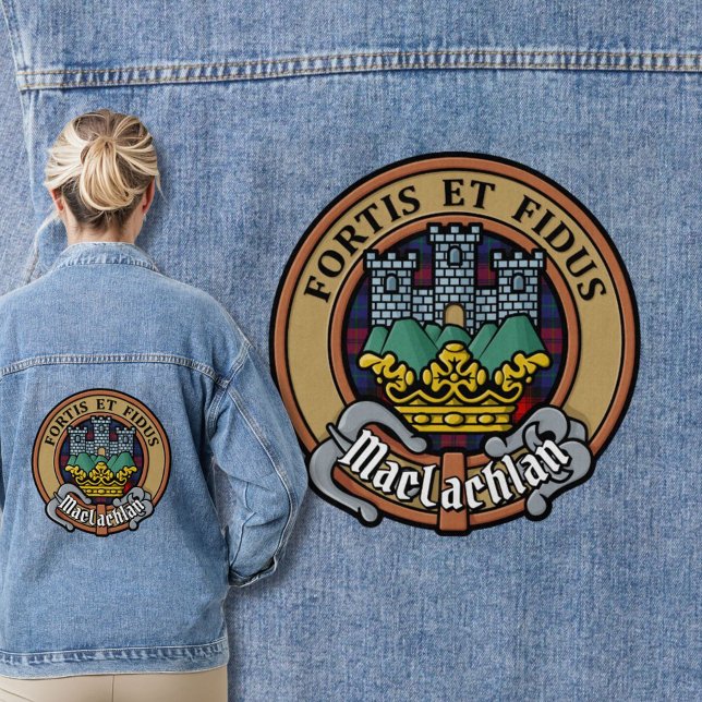 Clan MacLachlan Crest over Tartan Denim Jacket (Creator Uploaded)