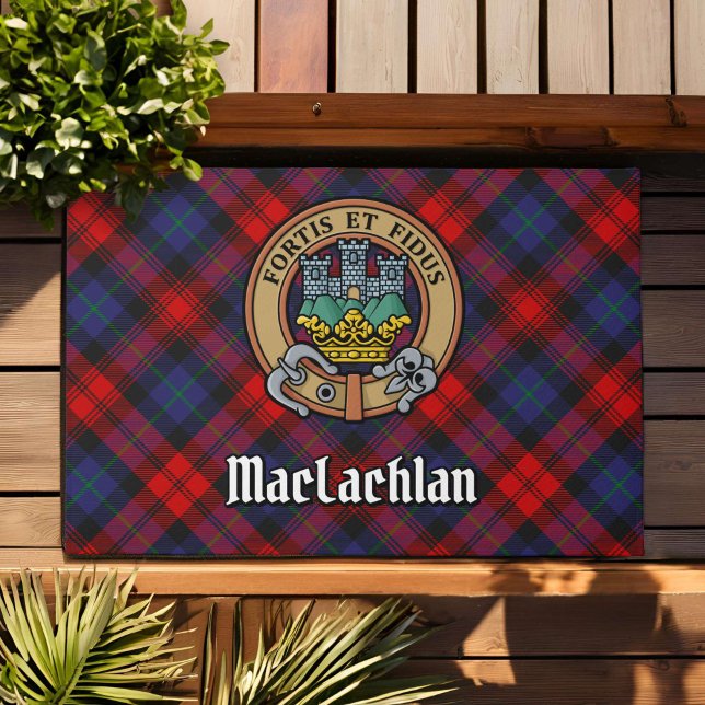 Clan MacLachlan Crest over Tartan Doormat (Creator Uploaded)