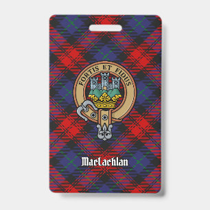 Clan MacLachlan Crest over Tartan ID Badge
