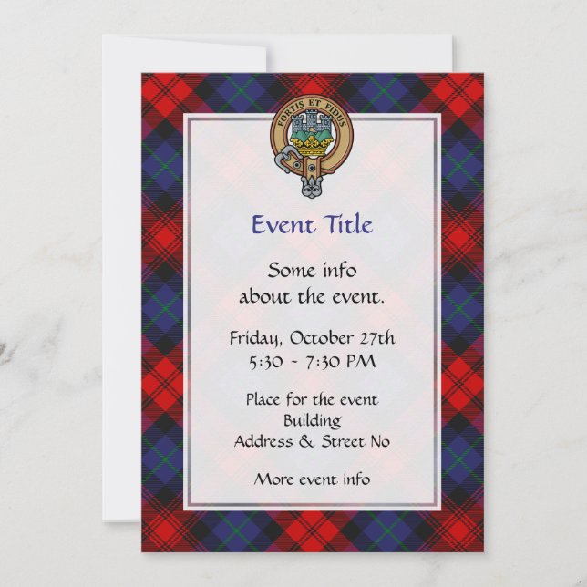 Clan MacLachlan Crest over Tartan Invitation (Front)