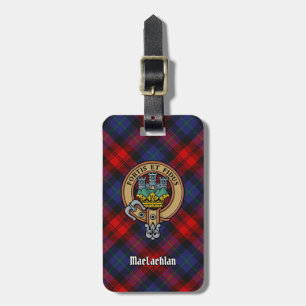 Clan MacLachlan Crest over Tartan Luggage Tag