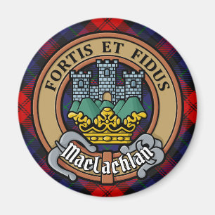 Clan MacLachlan Crest over Tartan Magnet