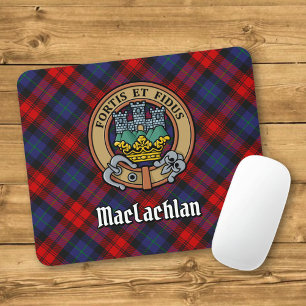 Clan MacLachlan Crest over Tartan Mouse Mat