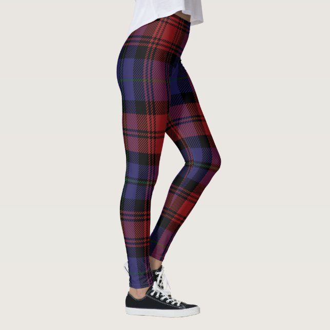 Clan MacLachlan Plaid Tartan Red Purple Check Leggings (Right)