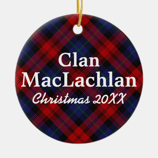 Clan MacLachlan Scottish Tartan Ceramic Tree Decoration (Front)