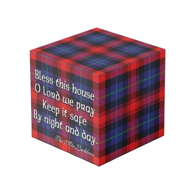 Clan MacLachlan Tartan House Blessing Cube (Front Angled)