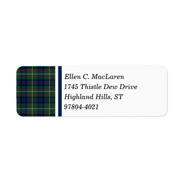 Clan MacLaren Blue and Green Scottish Tartan (Front)