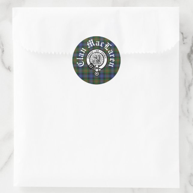 Clan MacLaren Crest Badge & Tartan Classic Round Sticker (Bag)
