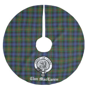 Clan MacLaren Crest Badge & Tartan Customisable  Brushed Polyester Tree Skirt