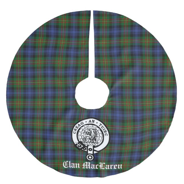 Clan MacLaren Crest Badge & Tartan Customisable  Brushed Polyester Tree Skirt (Front)