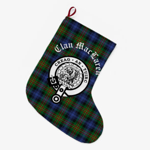 Clan MacLaren Crest Badge & Tartan Customisable  Large Christmas Stocking