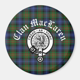 Clan MacLaren Crest Badge & Tartan Customisable Magnet
