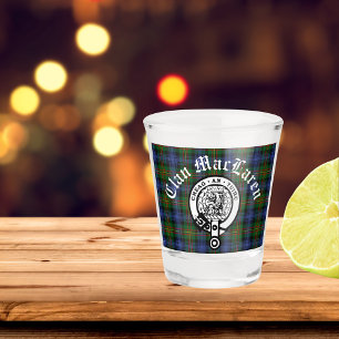 Clan MacLaren Crest Badge & Tartan Customisable Shot Glass