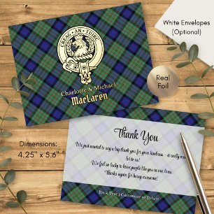 Clan MacLaren Crest over Tartan Foil Invitation Postcard