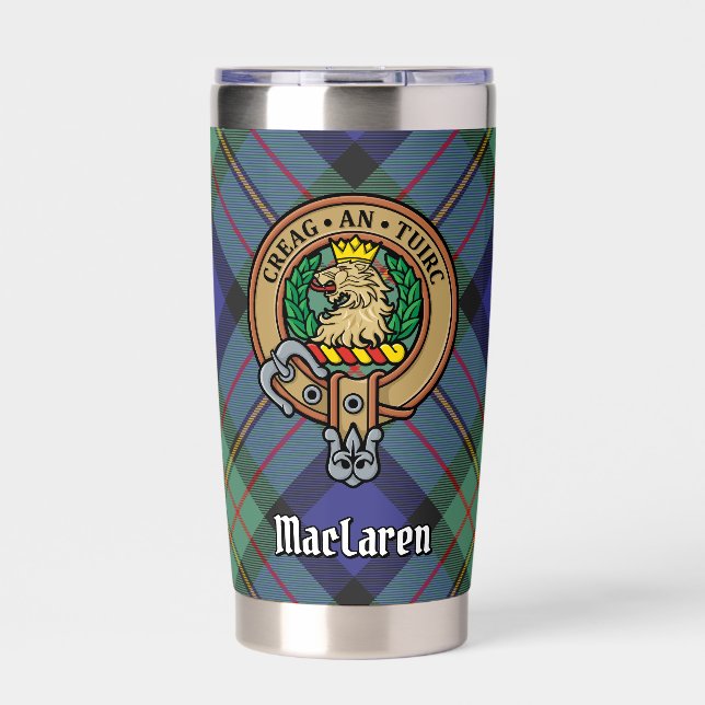 Clan MacLaren Crest over Tartan Insulated Tumbler (Front)