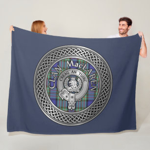 Clan MacLaren Crest & Tartan Knot Fleece Blanket