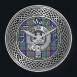 Clan MacLaren Crest & Tartan Knot Large Clock<br><div class="desc">Clan MacLaren Crest & Tartan Knot</div>