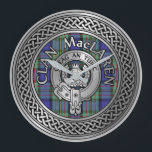 Clan MacLaren Crest & Tartan Knot Large Clock<br><div class="desc">Clan MacLaren Crest & Tartan Knot</div>