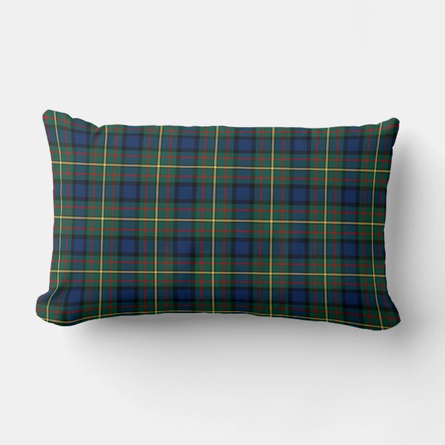 Clan MacLaren Green and Blue Scottish Tartan Lumbar Cushion (Front)