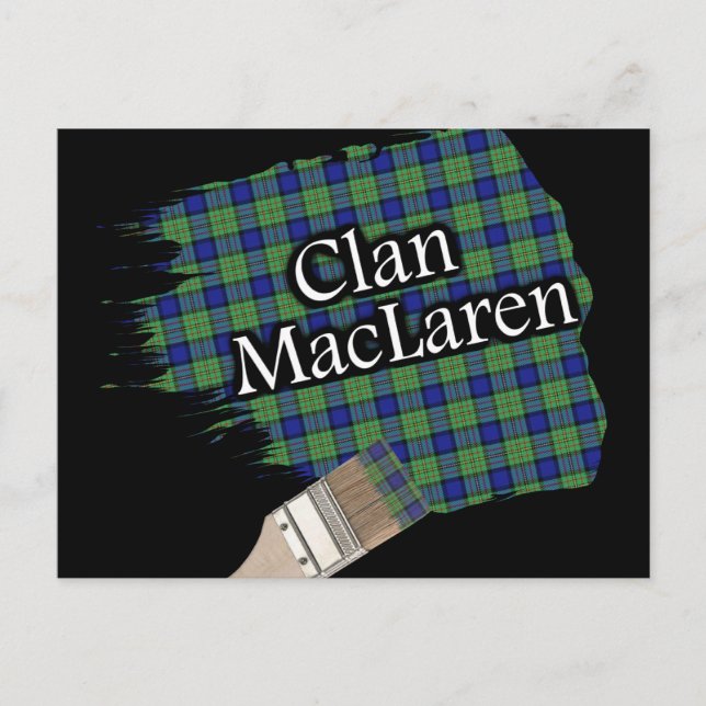 Clan MacLaren Scottish Tartan Paint Brush Postcard (Front)