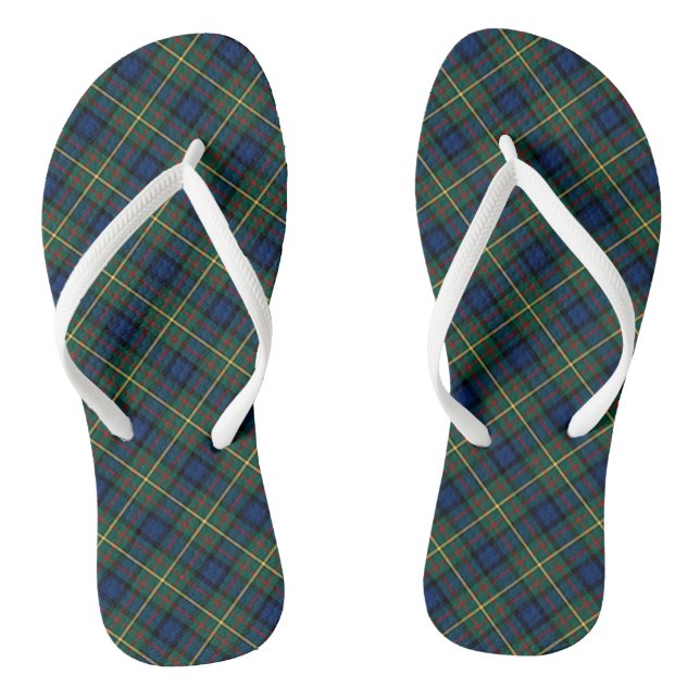Clan MacLaren Tartan Blue and Green Scottish Plaid Flip Flops (Footbed)