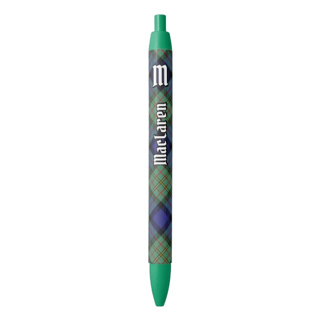 Clan MacLaren Tartan Blue Ink Pen (Front Vertical)