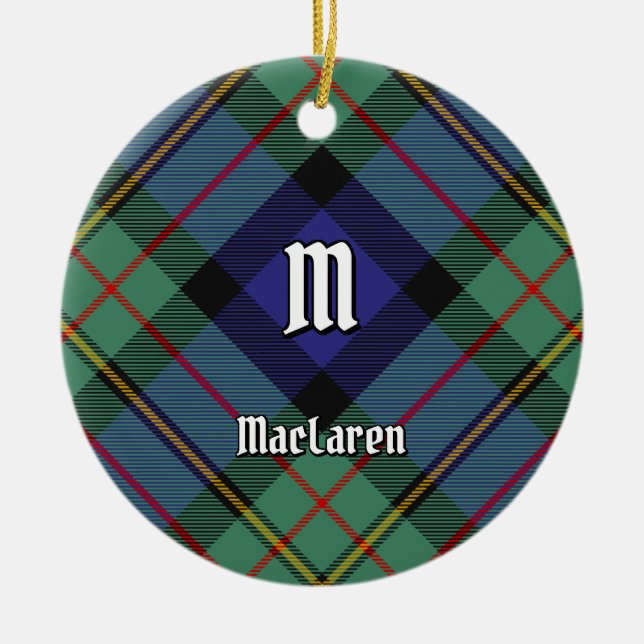 Clan MacLaren Tartan Ceramic Tree Decoration (Front)