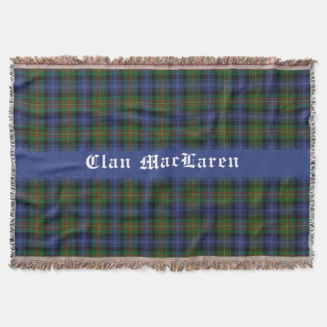 Clan MacLaren Tartan Plaid  Customisable  Throw Blanket (Front)