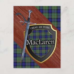 Clan MacLaren Tartan Sword & Shield Postcard