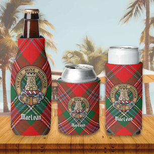 Clan MacLean Crest over Tartan Bottle Cooler
