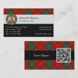 Clan MacLean Crest over Tartan Business Card