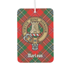 Clan MacLean Crest over Tartan Car Air Freshener