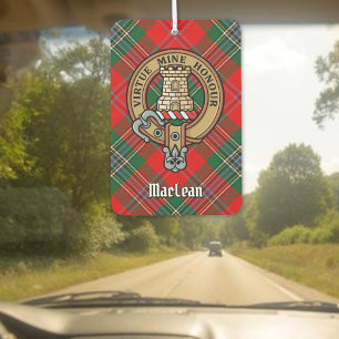 Clan MacLean Crest over Tartan Car Air Freshener