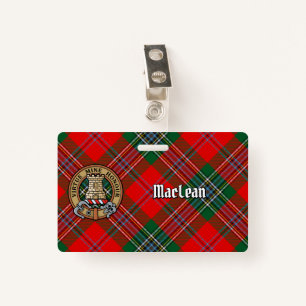 Clan MacLean Crest over Tartan ID Badge